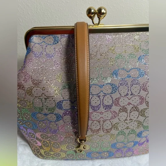 Coach Rainbow Crystal Kisslock Large Frame Bag #B22 - Picture 10 of 10